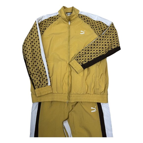 PUMA 2-Piece Tracksuit Activewear Gold Windbreaker Splash Jacket & Pants Mens XL - Picture 2 of 8